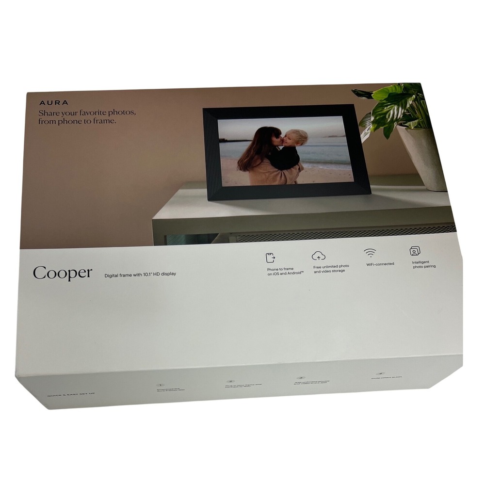 Aura Cooper Digital Photo Frame 10.1" WiFi Smart Display AFSC26-BLK Charcoal A57
